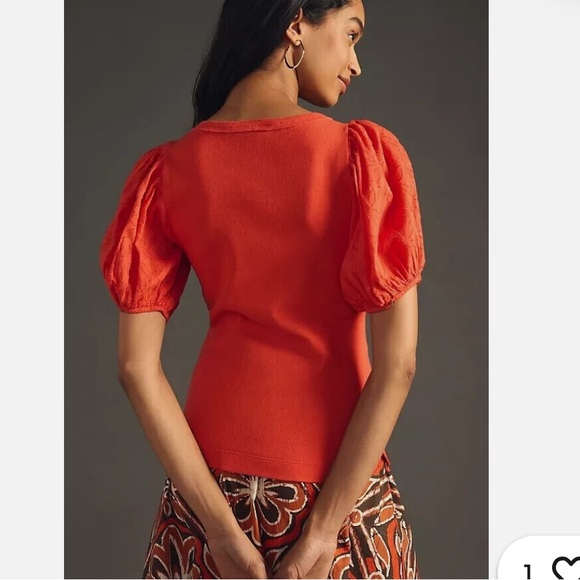 Anthropologie Pilcro Bella Henley Puff Sleeve Top - Picture 15 of 15
